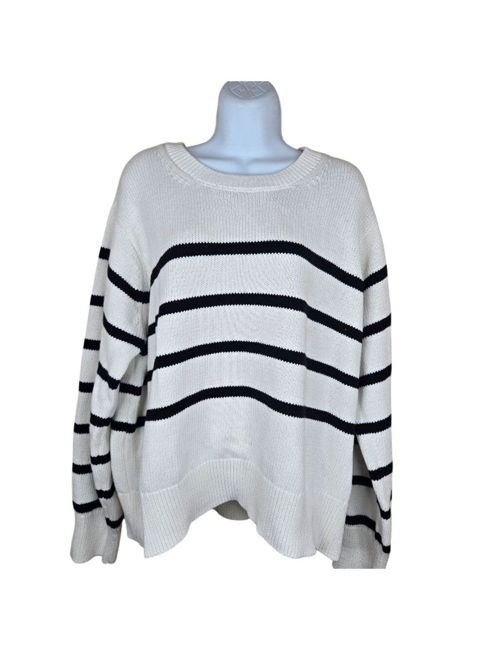 Gap Striped Cream Black Knit Sweater XXL New With Tags